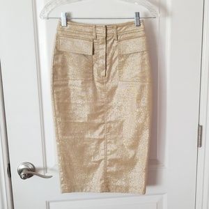 Sparkly gold bodycon midi skirt